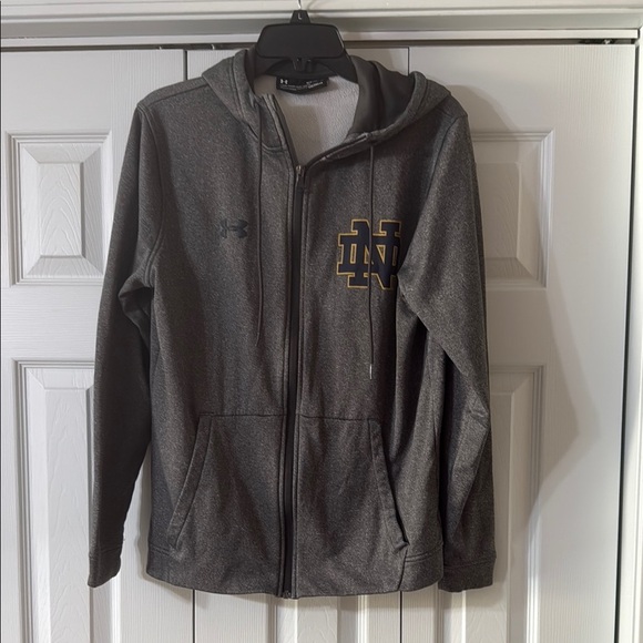 Under Armour Charcoal Hoodie with Gold Logo Notre Dame Men's M - Picture 1 of 3